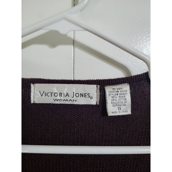 VTG Women's 1X Cardigan Sweater Brown Floral Boho Hippie Cottage Festival Fairy - Picture 5 of 12